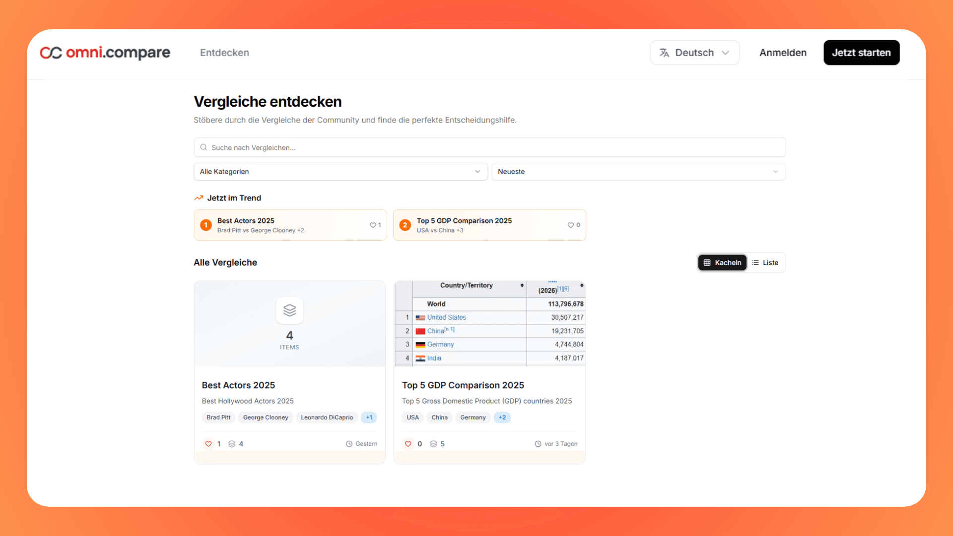 Omni.Compare: SaaS-Vergleichsplattform Bild 1