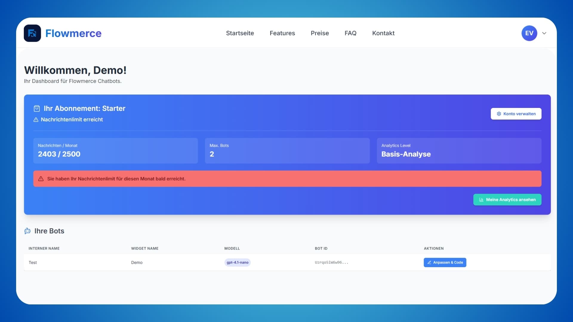 Flowmerce – KI-Chatbot-Plattform Bild 4